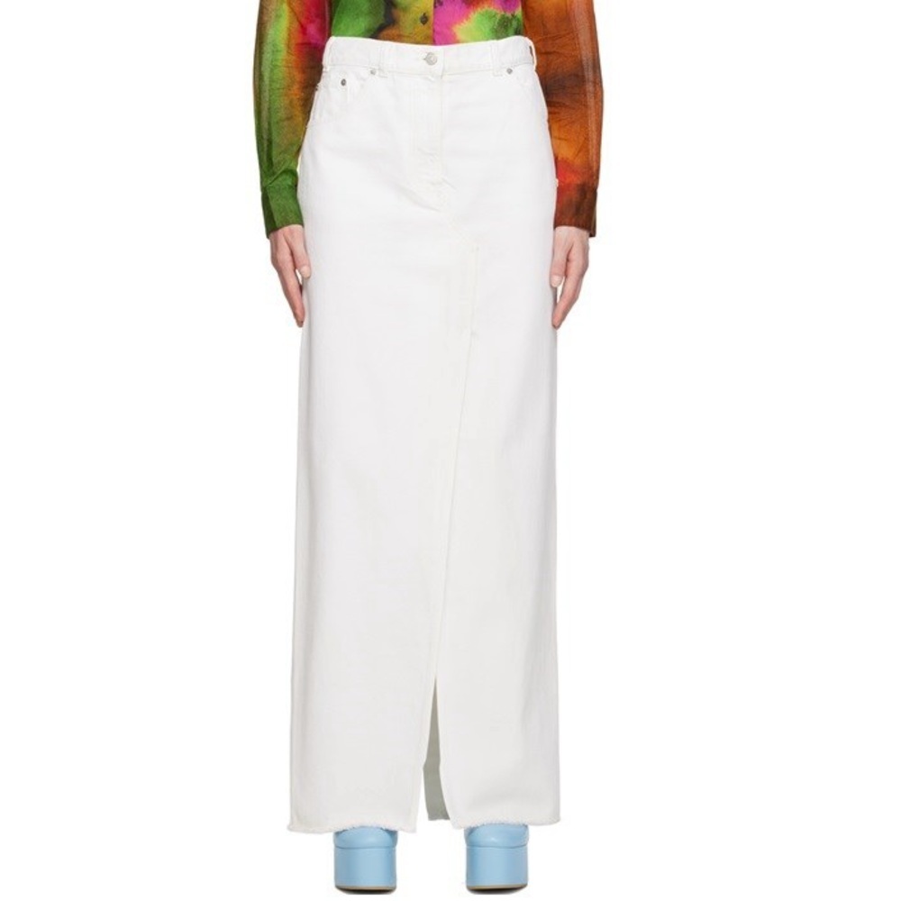 🎀 SSENSE NEW DRIES VAN NOTEN white denim vented maxi jean skirt 44